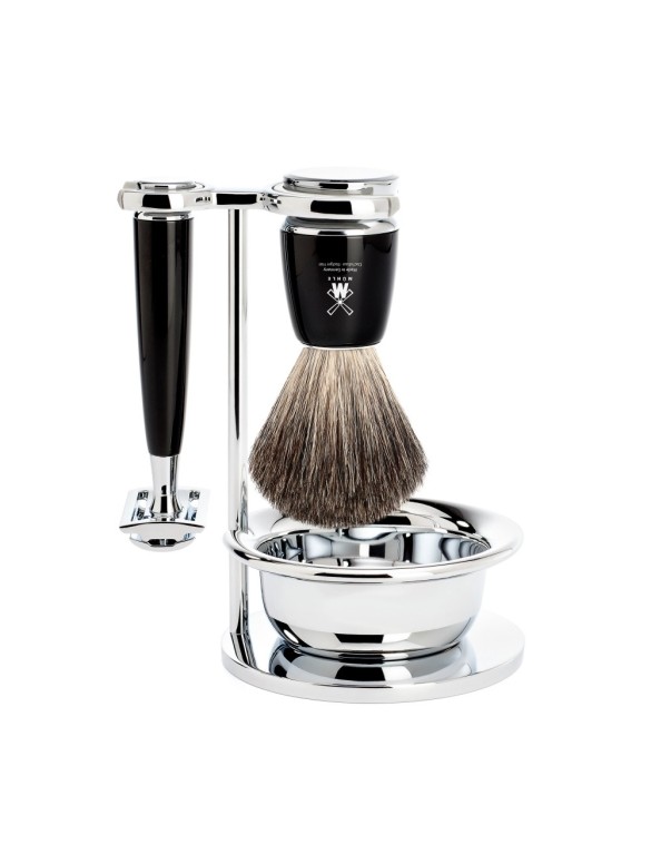 Mühle Ensemble de rasage RYTMO avec rasoir et bol à raser noir