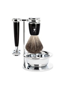 Mühle Ensemble de rasage RYTMO avec rasoir et bol à raser noir